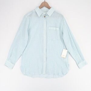 Carve Designs Taylor Tunic Womens M Blue Striped Gauze Organic Cotton Button Up